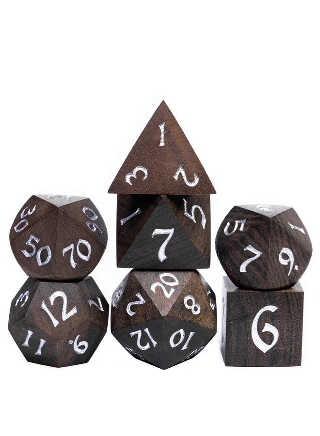 HDdais 7Pcs Wooden Polyhedral Dice Set, D&D Wood Dnd Dice Set With Metal Box For Dungeons And Dragons Role Playing Mtg Tabletop Games (Bubinga Wood) - Image 2