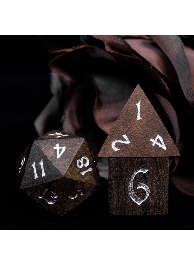 HDdais 7Pcs Wooden Polyhedral Dice Set, D&D Wood Dnd Dice Set With Metal Box For Dungeons And Dragons Role Playing Mtg Tabletop Games (Bubinga Wood) - Image 3