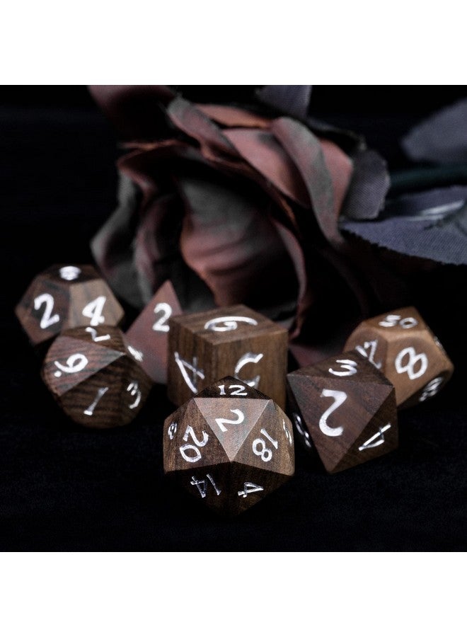 HDdais 7Pcs Wooden Polyhedral Dice Set, D&D Wood Dnd Dice Set With Metal Box For Dungeons And Dragons Role Playing Mtg Tabletop Games (Bubinga Wood) - Image 4