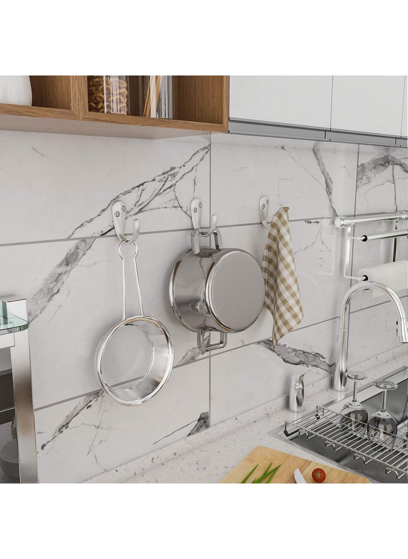 ROLLYWARE ROLLYWARE Stainless Steel Unbreakable J Type Hook Bathroom Hooks Cloth Hanger Wall Hook Door Robe Hooks for Hanging KeysClothes Silver Wall Hook with Screw and Plug Pack of 10 Silver Hook  - Image 3