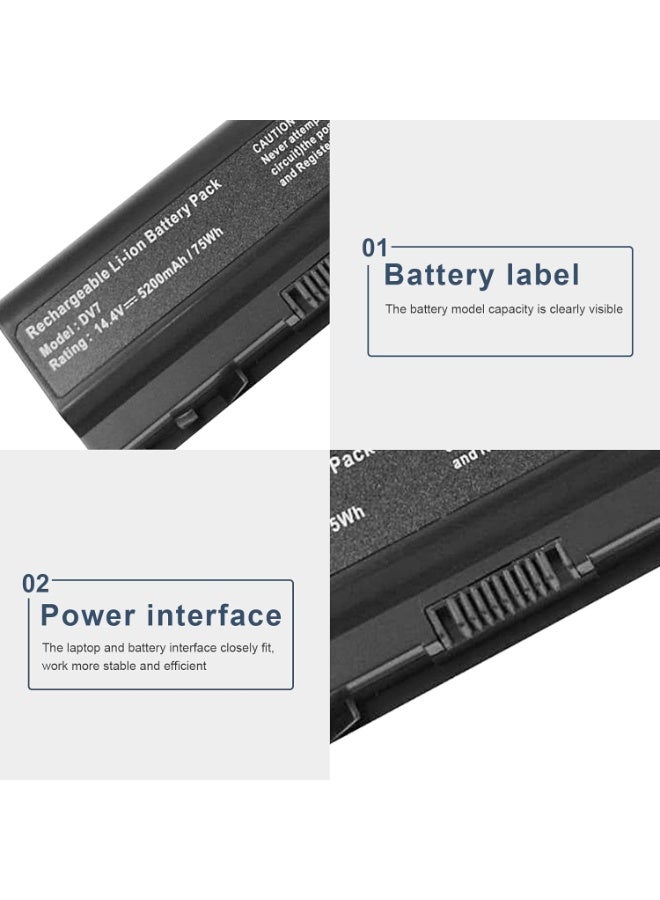 Terabyte Replacement Laptop Battery For Hp Pavilion Dv7 Series Black - Image 2