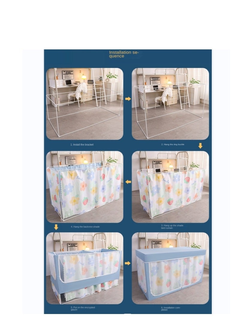 XiuWoo Bed Canopy Tents Curtain Blackout Curtain Single Bed Tent Curtain Student Shading Cloth Bed Canopy Mosquito Net Student Sleep Privacy Protection - Image 5