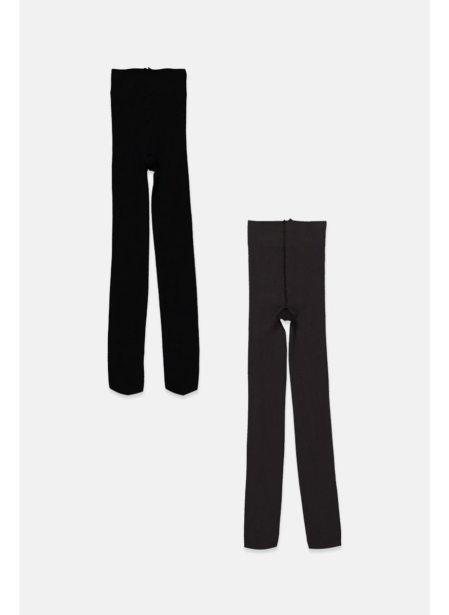 Tchibo Women 2 Pieces Plain Tights, Grey  - Image 2