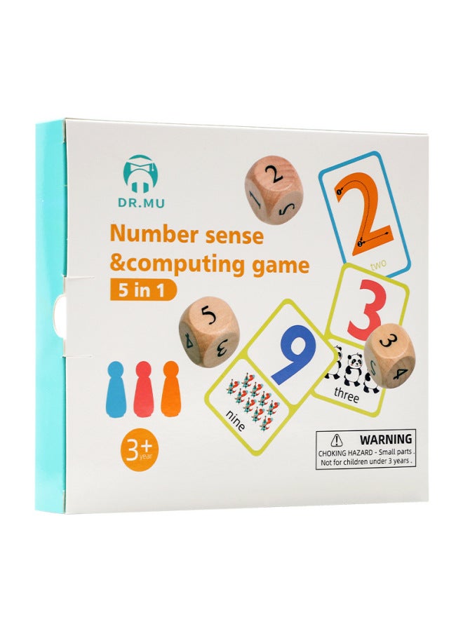 Children's Five-in-One Early Education Sensory Intelligence Games Calculation Thinking Training Parent-child Cultivation Kindergarten-Color:Five-in-one Number Sense Computing Game-Specifications:20.5*18.5*3cm  - Image 1