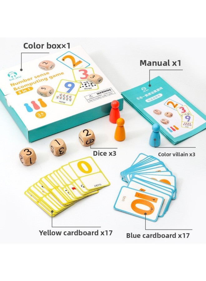 Children's Five-in-One Early Education Sensory Intelligence Games Calculation Thinking Training Parent-child Cultivation Kindergarten-Color:Five-in-one Number Sense Computing Game-Specifications:20.5*18.5*3cm  - Image 4