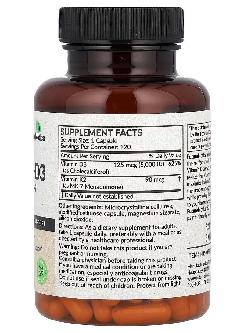 Futurebiotics Vitamin K2 + D3 with Vitamin K2 as MK-7, 120 Capsules - Image 2