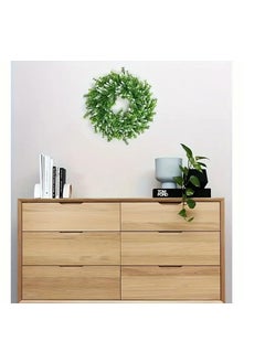 Home Elements HOME ELEMENTS Artificial Green Leaf & White Flower Wreath for Front Door, Spring Summer Wreaths Front Door Wreaths for Home Wall Window Farmhouse Decor Party Wedding Indoor Outdoor - 28cm (WRH-002)  - Image 3
