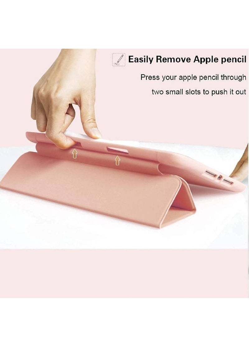 RaboS غطاء iPad من الجيل 9 / 8 / 7 (2021/2020/2019) غطاء iPad مقاس 10.2 بوصة مع حامل قلم رصاص [النوم / الاستيقاظ] غطاء واقي ذكي من TPU Soft TPU Back (وردي غامق) - Image 2
