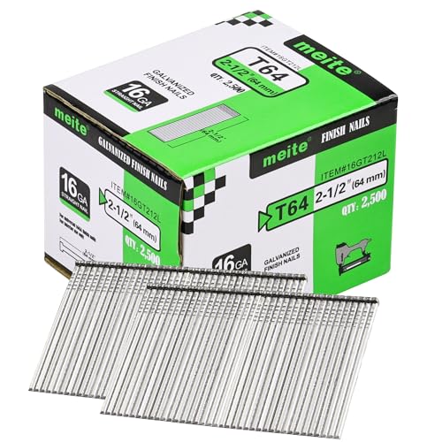 meite 16 Gauge Finish Nails, 2-1/2-Inch Galvanized 16GA Finish Nails, Small Straight Finishing Nail, Ideal for Woodworking, Upholstery, and Framing Projects (2,500 Counts) - Image 1