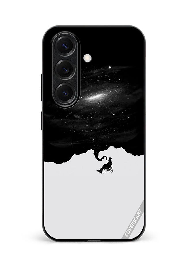 غطاء حماية لجهاز سامسونج جالاكسي S24 تصميم تجريدي باللونين الأسود والأبيض متعدد الألوان