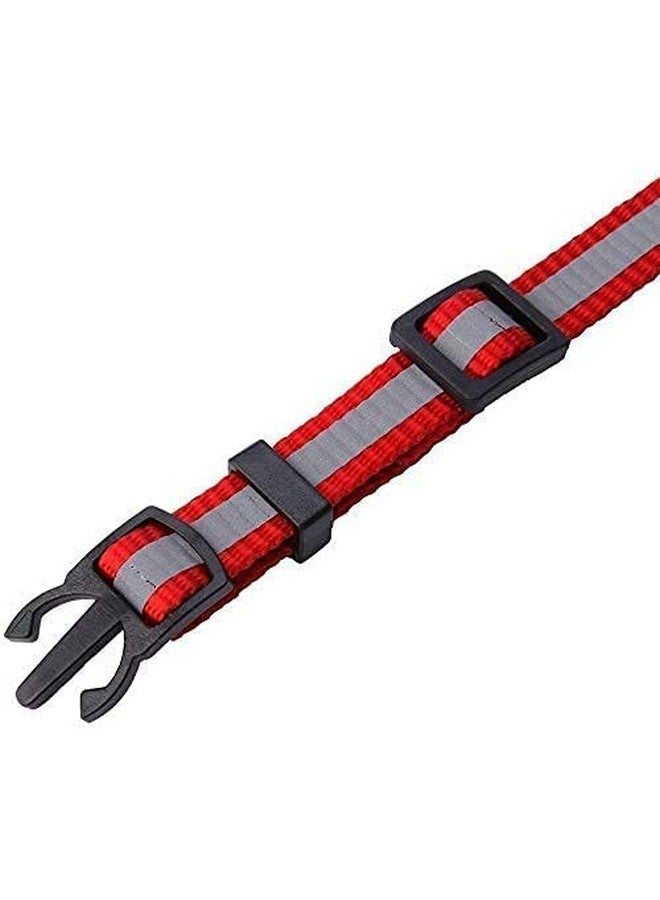 طوق ومقود للكلاب 10 مم مطبوع عليه طوق نايلون قابل للتعديل مع مقود سريع الفك ومجموعة طوق قابلة للتنفس مناسبة للكلاب والقطط (أحمر) - Image 2