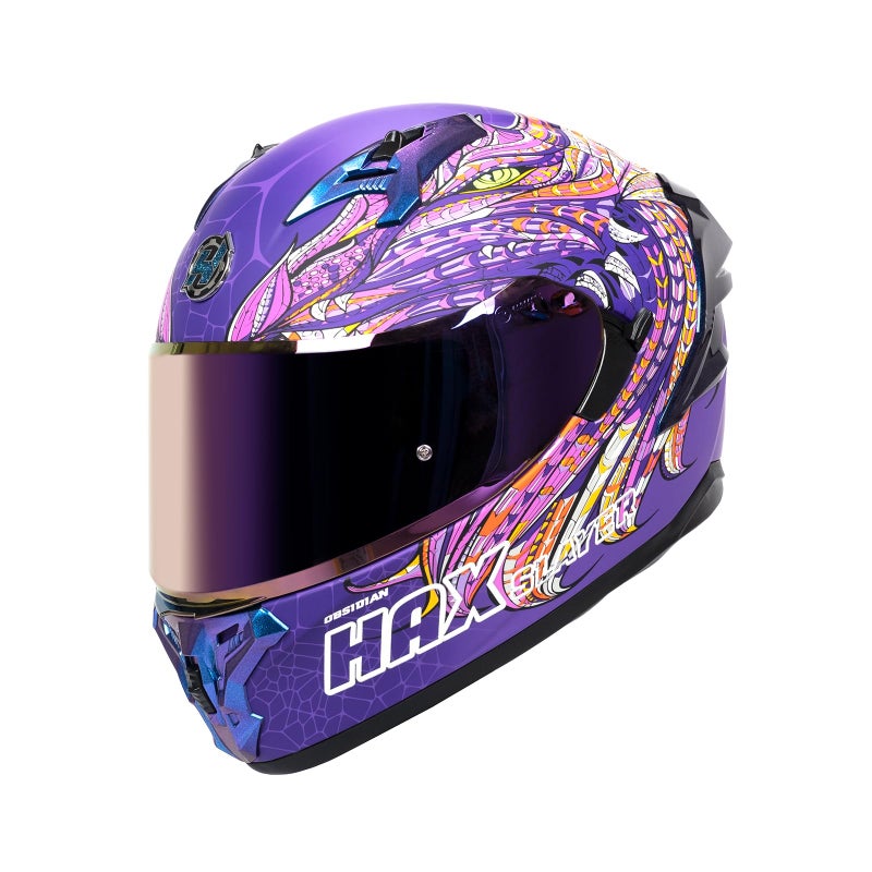 HAX Obsidian Pro Full Face Dual Visor Adult Motorcycle Helmet for Motorbike Street Bike with Pinlock Ready DOT Approved Slyer Purple M - Image 3