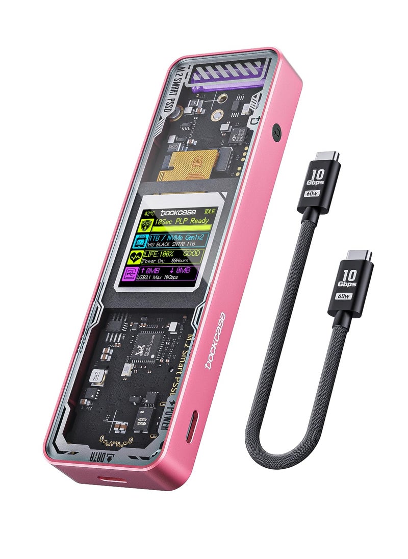 DOCKCASE DOCKCASE Explorer Edition M.2 NVMe SSD Enclosure,Support 10s PLP Prevents Write Data Loss,USB 3.2 Gen 2 Type-C (10 Gbps), fits NVMe PCIe,Size 2230/2242/2260/2280,Support M-Key B+M Key UASP  - Image 1