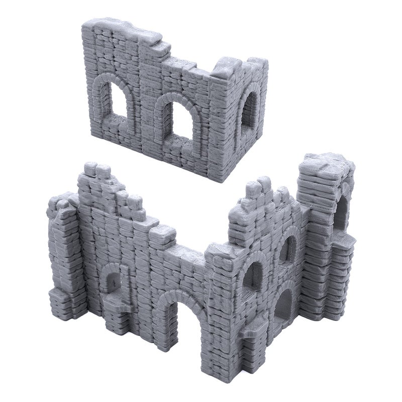 EnderToys Battle Ruined Walls Terrain Scenery for Tabletop 28mm Miniatures Wargame 3D Printed and Paintable EnderToys - Image 2