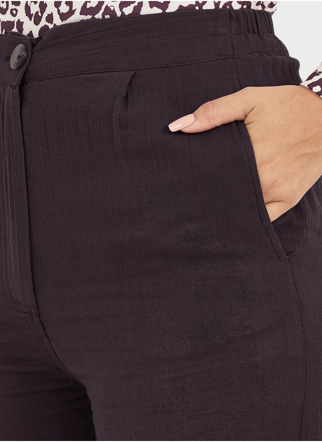 Styli High Rise Wide Leg Textured Trousers  - Image 3
