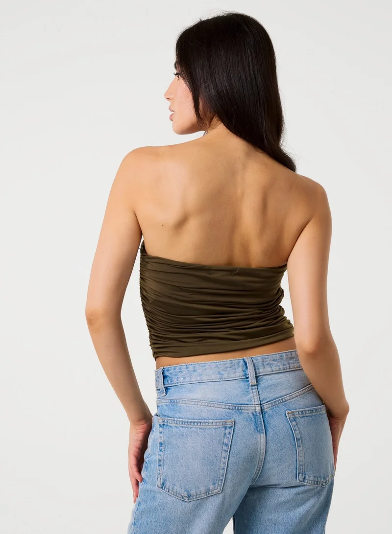 Pink Vanilla Ruched Slinky Bandeau Top