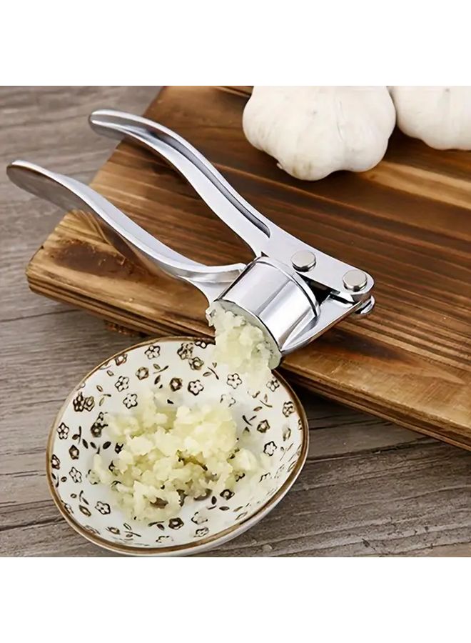Zinc Alloy Garlic Press Silvery Rust Proof Manual Handheld Mincer - Image 1