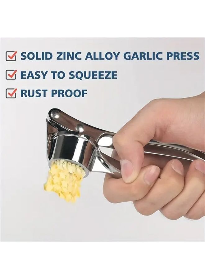 Zinc Alloy Garlic Press Silvery Rust Proof Manual Handheld Mincer - Image 2