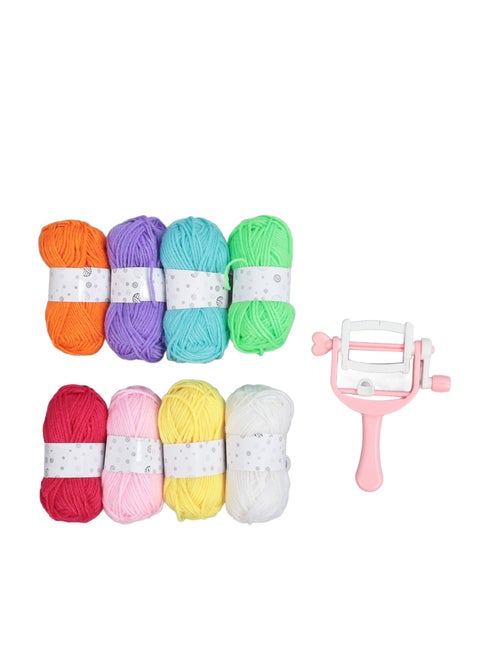 Pom Pom Knitting Machine, Hand Crank Pom Pom Knitting Machine with 8 Colors of Multicolor Yarn