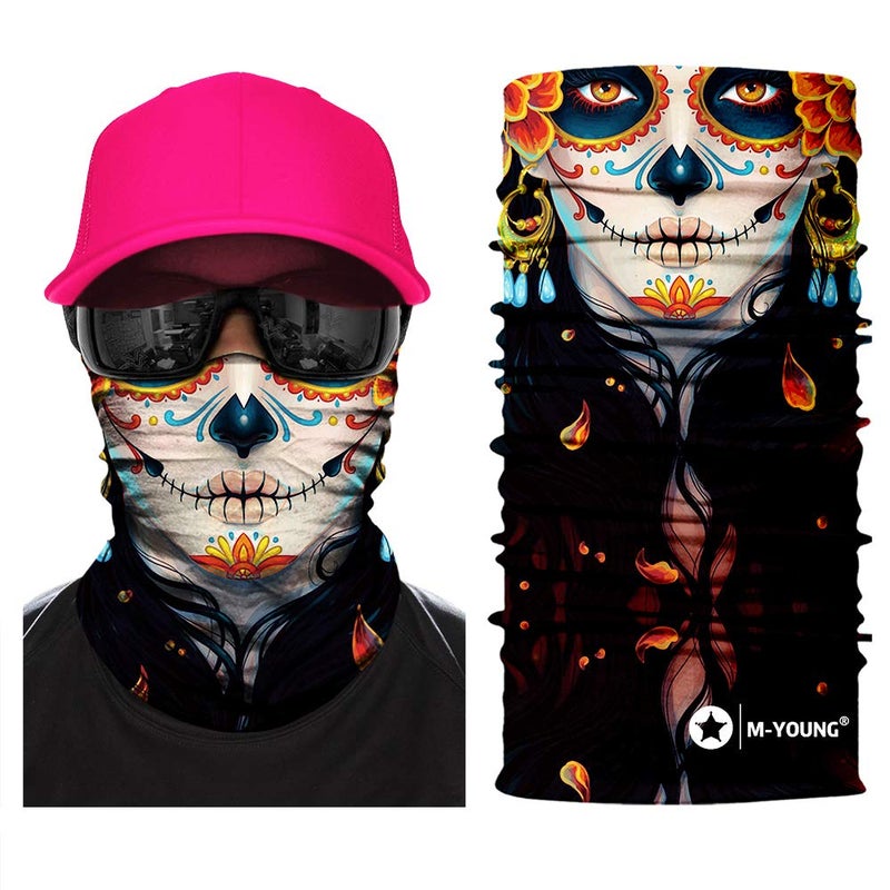 M-YOUNG Skull Face Sun Mask Half,Bandanas,Neck Gaiter, Headwear, Headband for Fishing, Hunting,Yard Work - Image 3