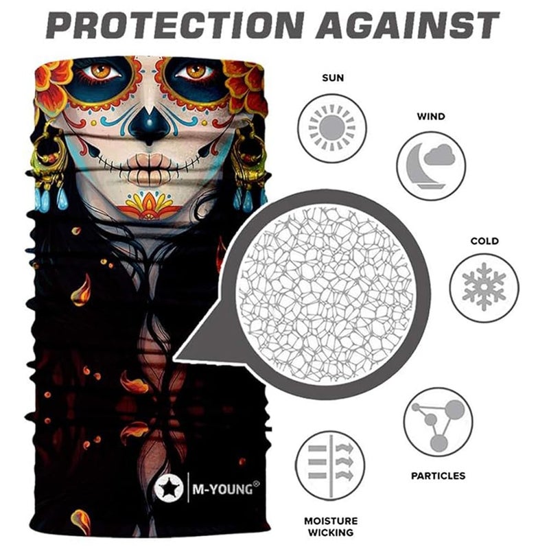 M-YOUNG Skull Face Sun Mask Half,Bandanas,Neck Gaiter, Headwear, Headband for Fishing, Hunting,Yard Work - Image 2