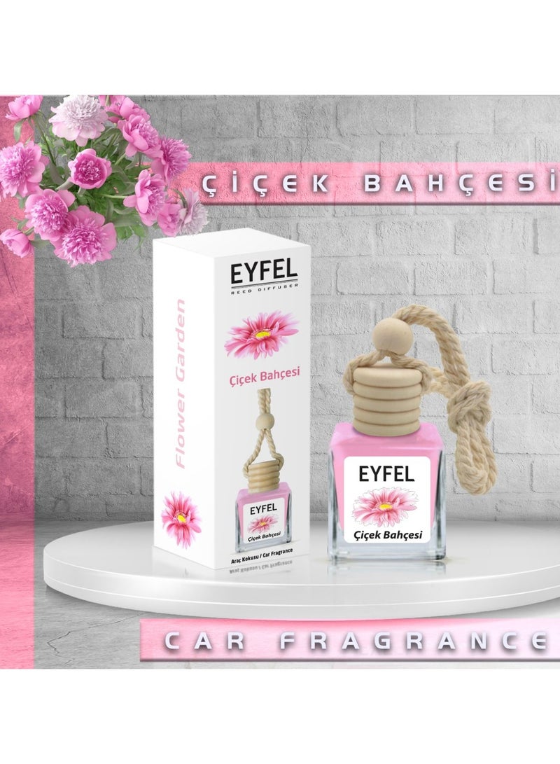 آيفيل معطر جو للسيارة برائحة حديقة الزهور - عطر سائل يدوم طويلاً مع موزع خشبي، 10 مل - Image 1