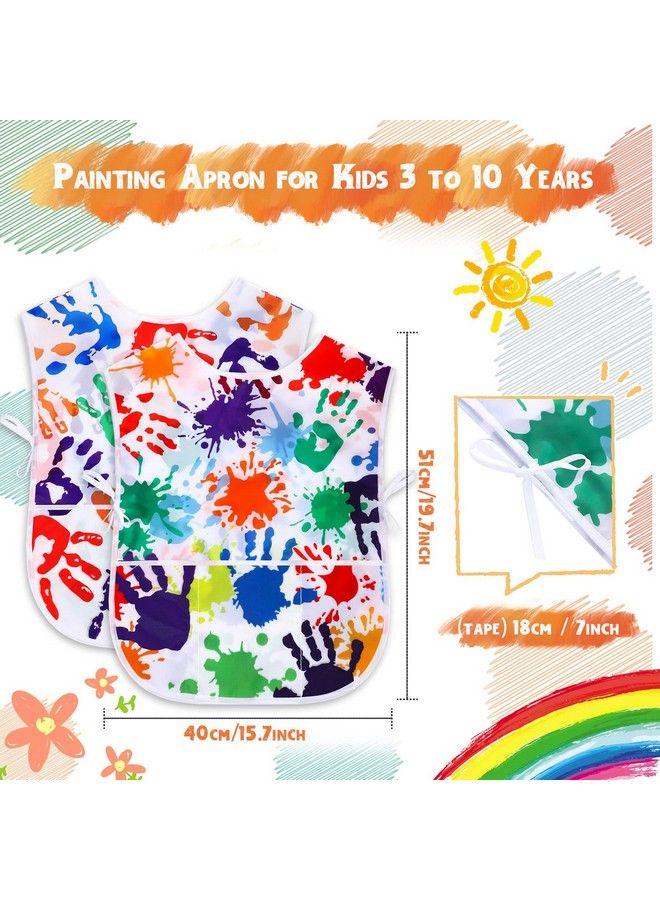 Satinior 2 Pieces Kids Art Smock Waterproof Painting Artist Aprons Sleeveless Children Art Smocks With 3 Pockets For Age 310 Years Palm Style - Image 3