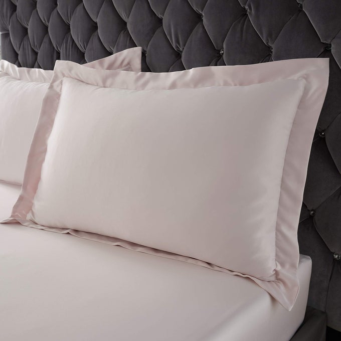 SILKY SOFT SATIN OXFORD PILLOWCASE PAIR BLUSH