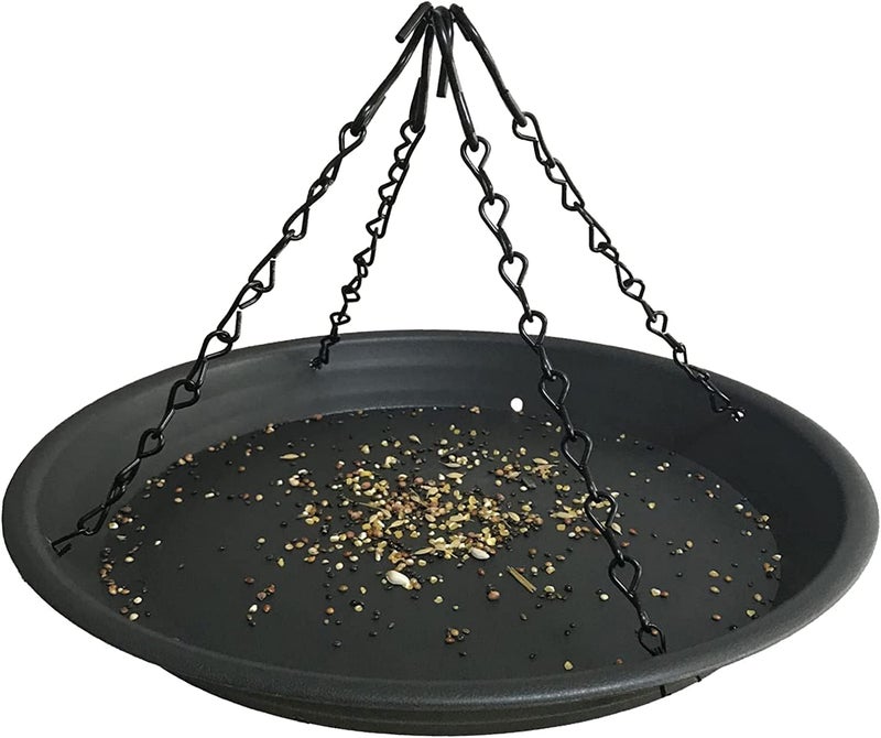 Pmsanzay 12.8'' Bird Seed Catcher Tray Platform Feeder, Large Hanging Tray Fits Most feeders Catches Falling Seed & Husk Great for Attracting Birds Outdoors,Backyard,Home Gardentracting Birds, Black - Image 1