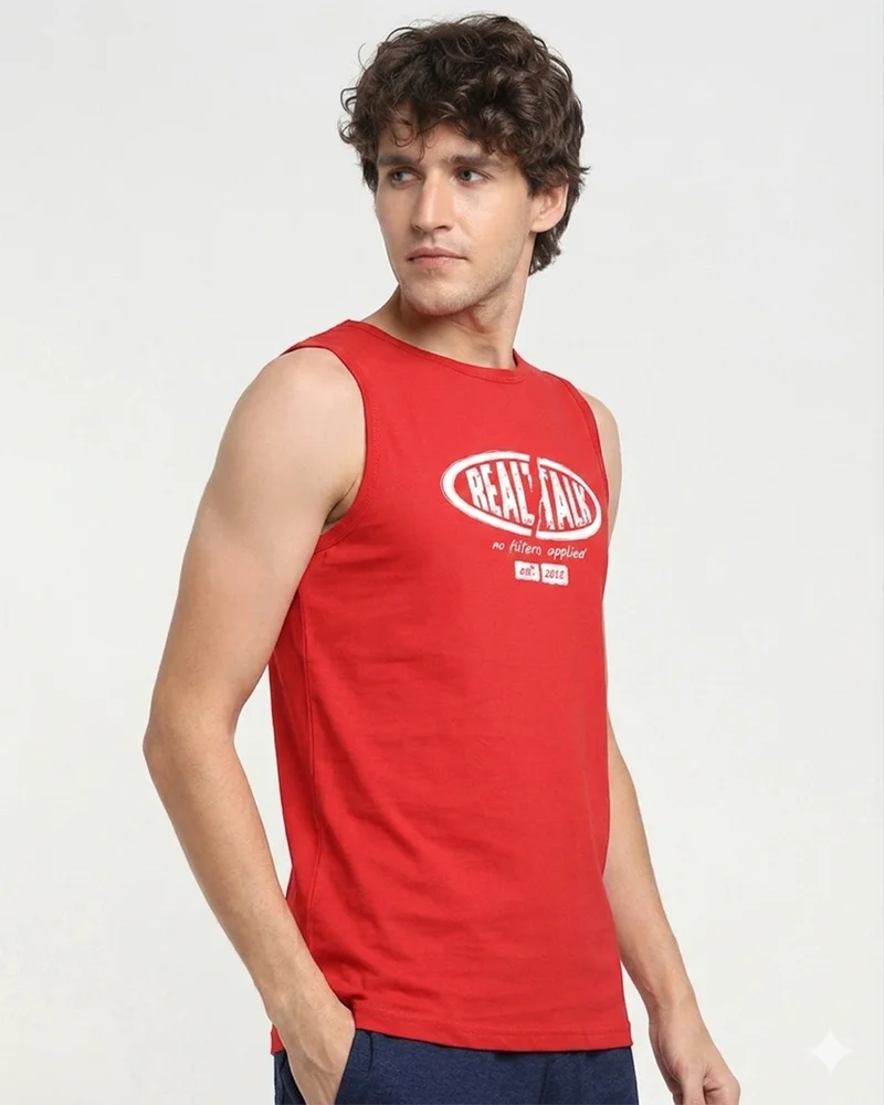بيواكوف Men's Bold Red Real Talk Typography Vest