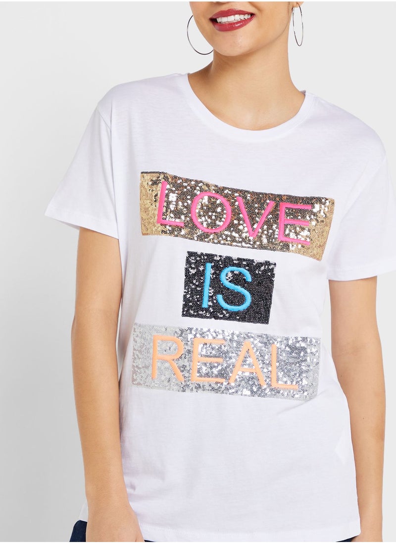 Ginger - Urban Minx Sequin Graphic Detail T-Shirt - Image 1