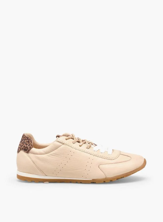 Duchini CREAM Women Lace-Up Leather Ankle Sneakers for Women | Best Price UAE