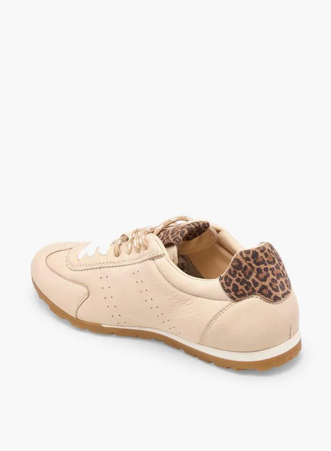Duchini CREAM Women Lace-Up Leather Ankle Sneakers for Women | Best Price UAE