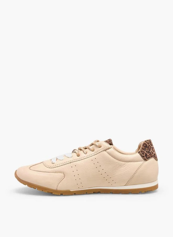 Duchini CREAM Women Lace-Up Leather Ankle Sneakers for Women | Best Price UAE