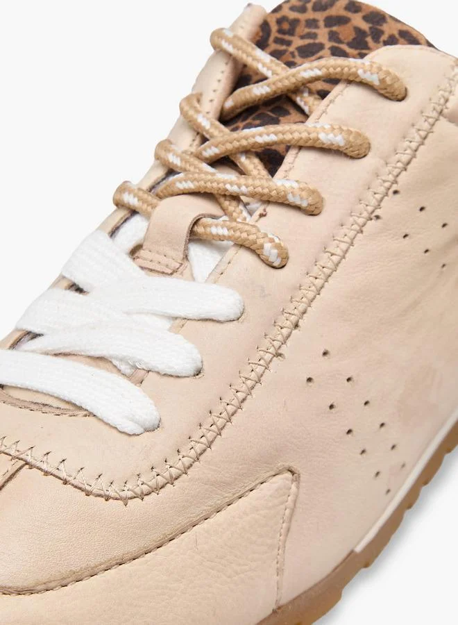 Duchini CREAM Women Lace-Up Leather Ankle Sneakers for Women | Best Price UAE