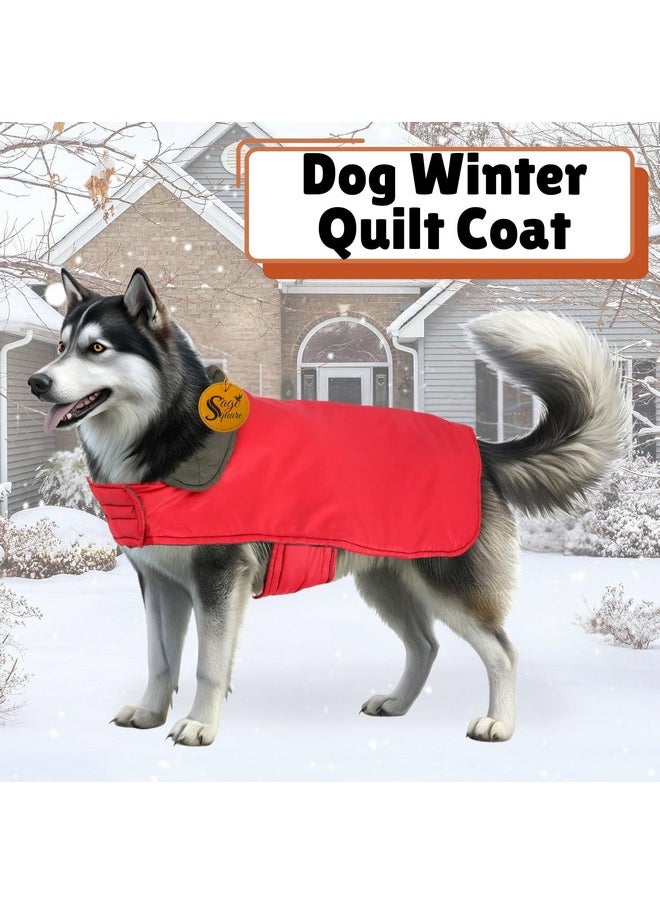 Sage Square Sage Square Reversible Quilted Dog Winter Coat Jacket - Windproof, Waterproof, Pet Apparel, Insulated, Soft & Snug, Adjustable, Warm & Cozy for Indoor/Outdoor (Quilt Red, 5XL - 28 Inch)  - Image 2