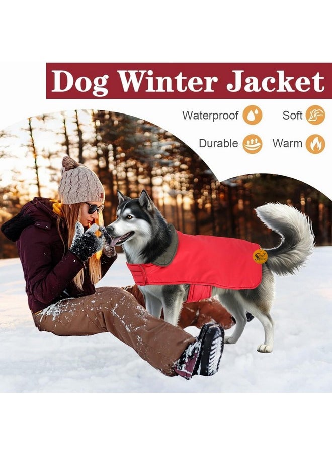 Sage Square Sage Square Reversible Quilted Dog Winter Coat Jacket - Windproof, Waterproof, Pet Apparel, Insulated, Soft & Snug, Adjustable, Warm & Cozy for Indoor/Outdoor (Quilt Red, 5XL - 28 Inch)  - Image 4