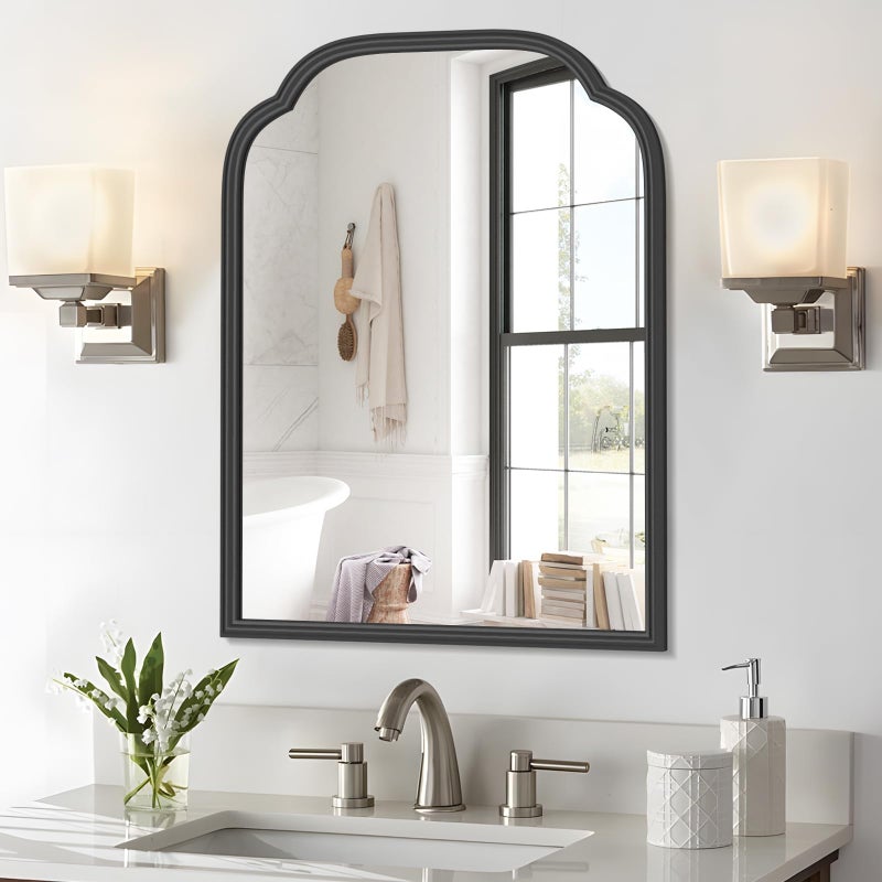 Ferytange 18X24 Inch Black Mirror for Wall with Metal Frame Rectangular Rounded Bathroom Vanity Mirror Anti-Rust, Hangs (Black 18" x 24") - Image 1