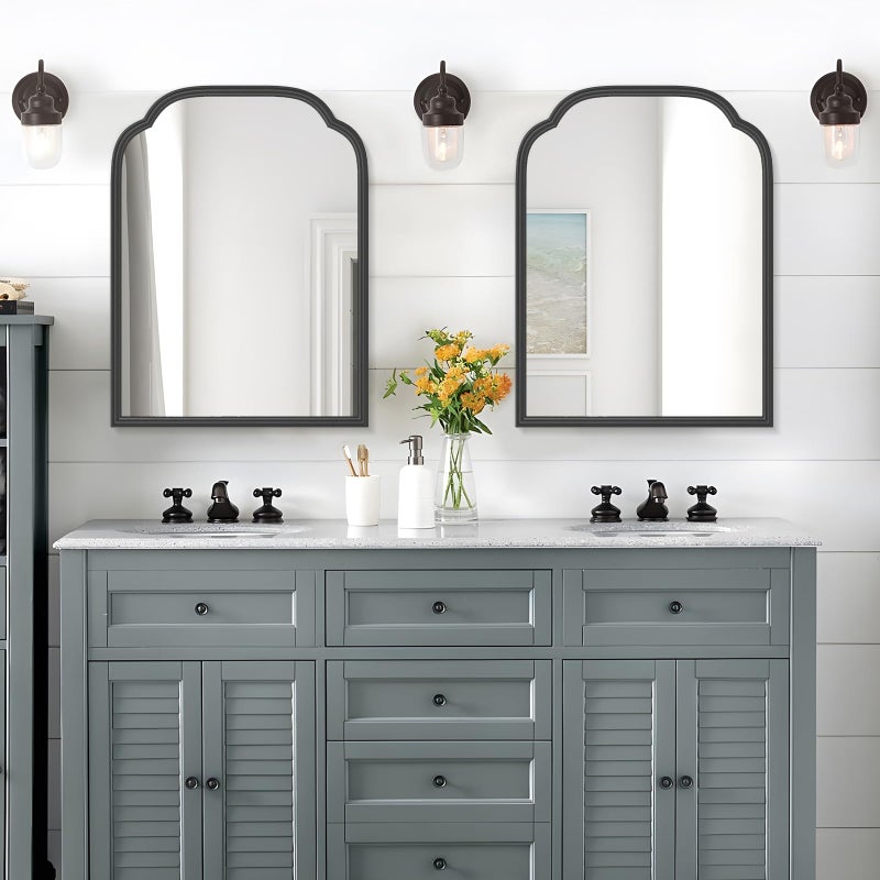 Ferytange 18X24 Inch Black Mirror for Wall with Metal Frame Rectangular Rounded Bathroom Vanity Mirror Anti-Rust, Hangs (Black 18" x 24") - Image 2