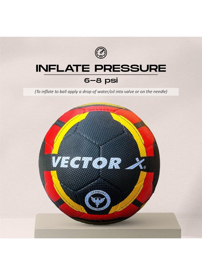 Vector X Germany Rubber Moulded Football – Size 5, Black-Red, Durable Soccer Ball for Hard Ground Training & Matches - Image 5