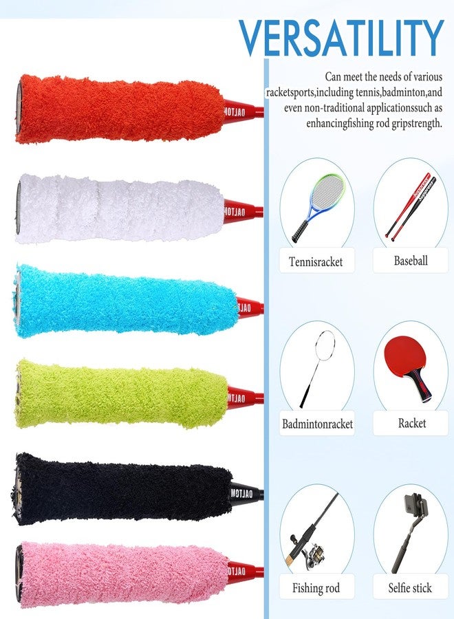TecoKart® 6 Rolls Towel Grip for Badminton Racket - Anti-Slip Cotton Badminton Grip Tape, 6 Vibrant Colors for Badminton & Tennis Racquets - Image 5