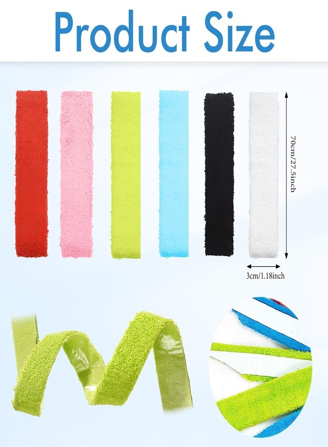 TecoKart® 6 Rolls Towel Grip for Badminton Racket - Anti-Slip Cotton Badminton Grip Tape, 6 Vibrant Colors for Badminton & Tennis Racquets - Image 2