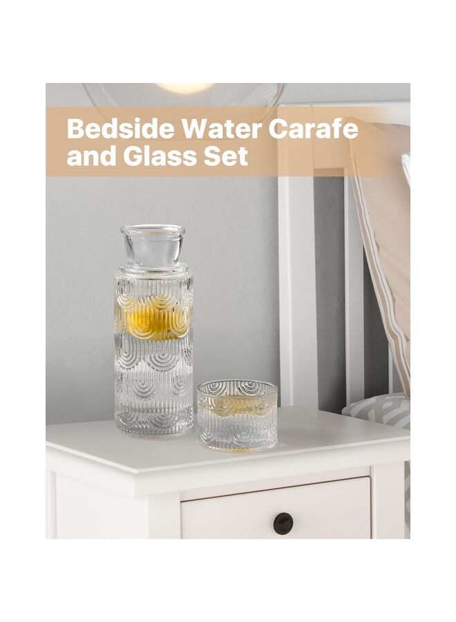 Bedside Water Carafe and Glass Set, Mouthwash Dispenser for Bathroom, 21.6 Oz Glass Water Bottles with 6 Oz Drinking Cup as Lid, Pitcher for Nightstand, Kitchen (Clear) - Image 4