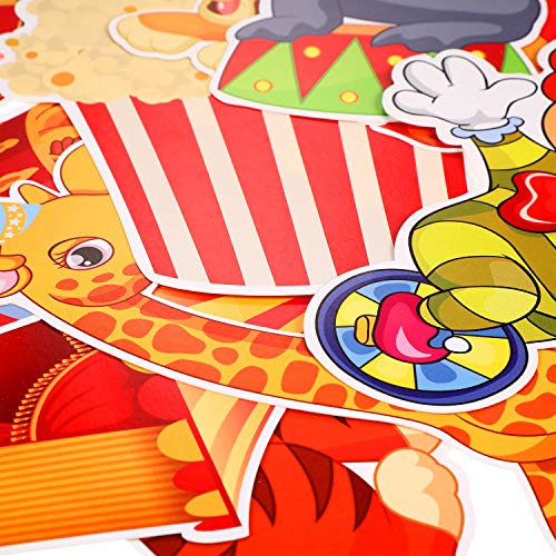 Zonon 24 Pieces Carnival Cutouts Party Supplies, Circus Theme Birthday Party Favors Circus Animals, Clown Performers Carnival Decoration - Image 3