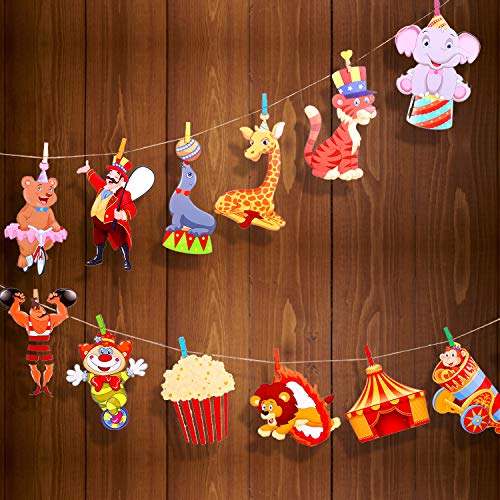 Zonon 24 Pieces Carnival Cutouts Party Supplies, Circus Theme Birthday Party Favors Circus Animals, Clown Performers Carnival Decoration - Image 4