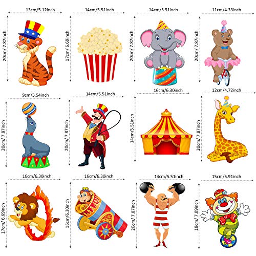 Zonon 24 Pieces Carnival Cutouts Party Supplies, Circus Theme Birthday Party Favors Circus Animals, Clown Performers Carnival Decoration - Image 2
