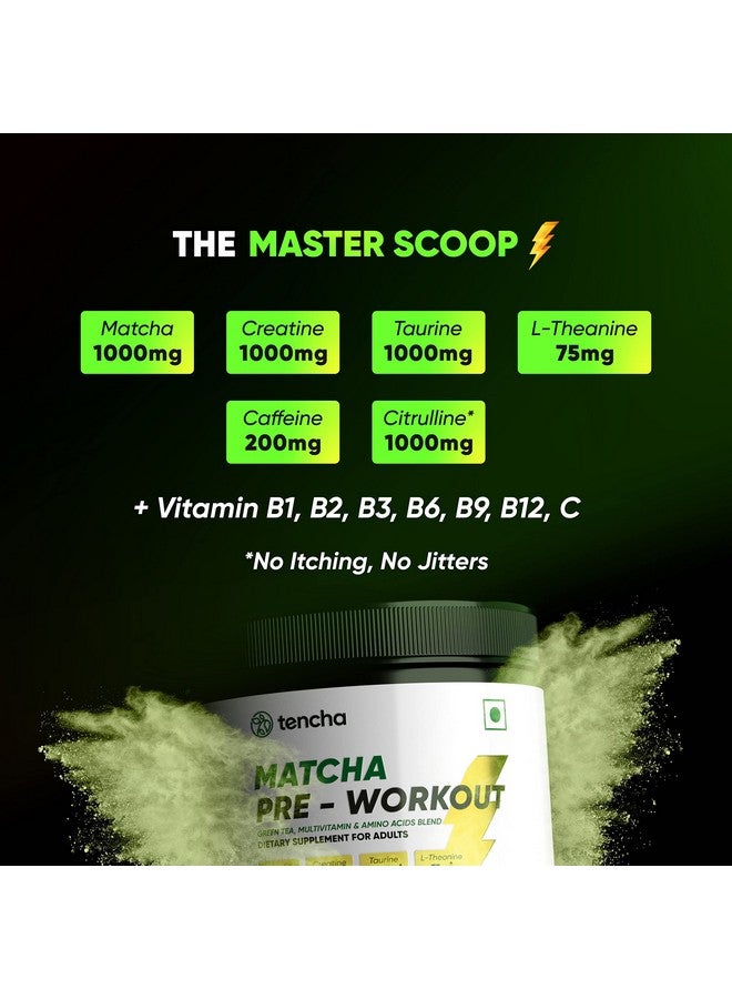 Tencha Tencha Pre-Workout Supplements For Men & Women Fat Loss, 180G Powder, 30 Servings & Shaker | 200Mg Caffeine, 1000Mg Citrulline With Creatine, Taurine For Training | Reduces Post Workout Recovery Time  - Image 2