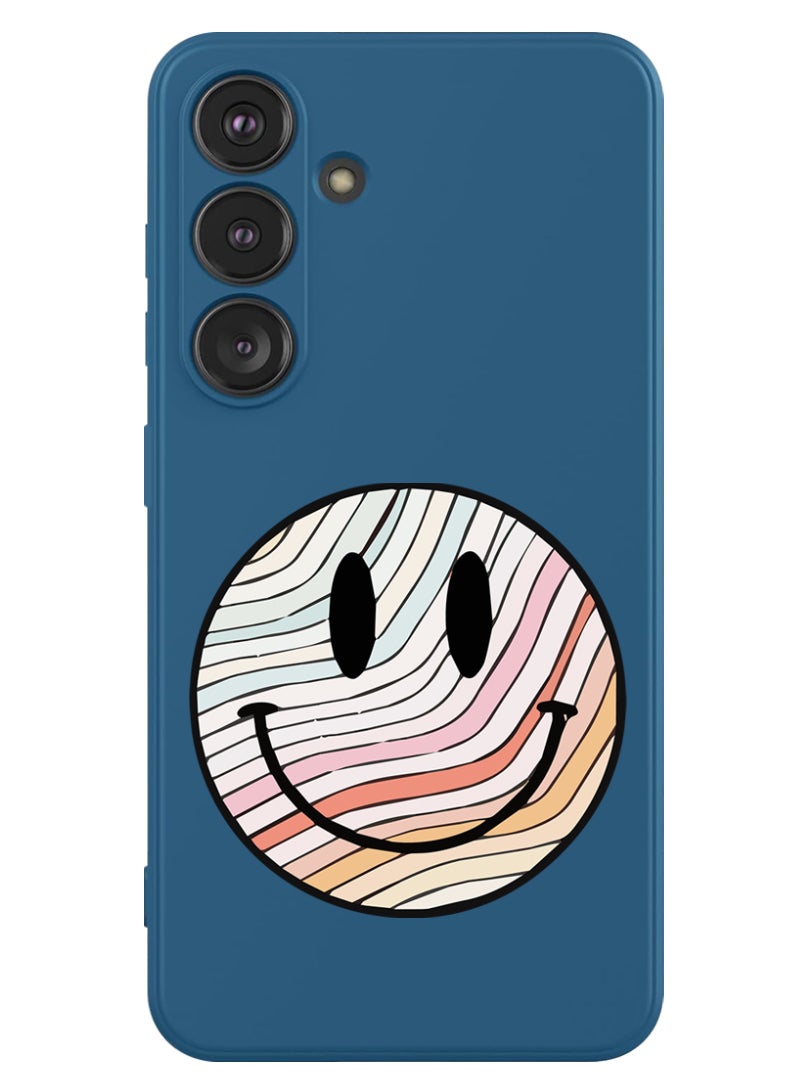 Theodor Protective Slim Fit Case Liquid Silicone Cover with Full Body Protection Anti-Scratch Shockproof Case For Samsung Galaxy S24 Plus (Blue) - Smiley - Image 1