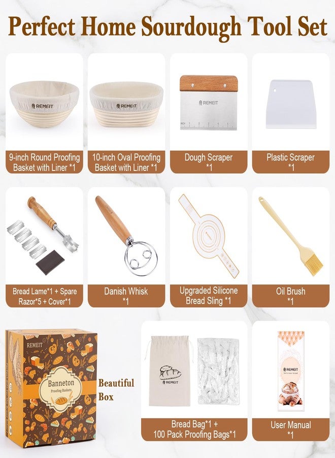 REMEIT Sourdough Starter Kit Gift Set Banneton Proofing Basket - Image 4