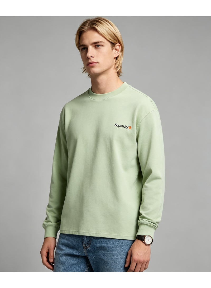 Superdry couple solid color round neck loose long sleeve T-shirt for men and women - Image 5